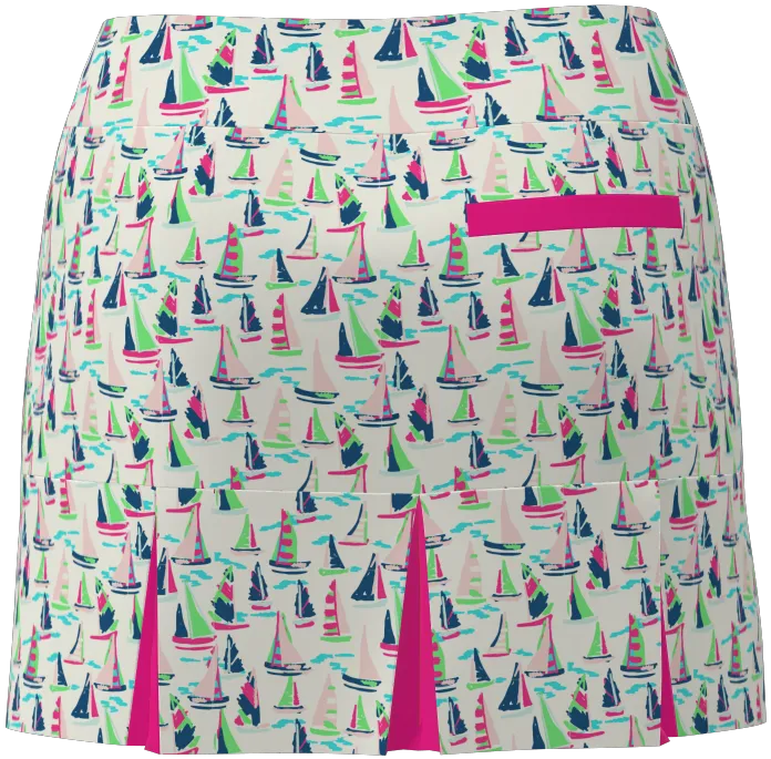 AB SPORT Women's Sailboats Print Back Pleat Golf Skirt - SAILWP