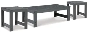Amora Outdoor Coffee Table with 2 End Tables in Charcoal Gray