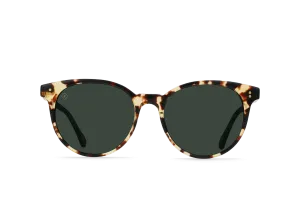 Raen Norie Brindle Tortoise Green Polarized Cat Eye Sunglasses